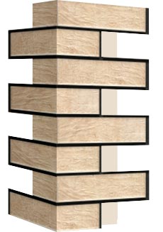 Внешний угловой элемент фасадной термопанели Аляска Loft brick salt, 60 мм