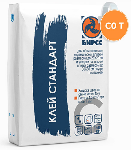 Клей для кафеля Стандарт БИРСС, 50 кг