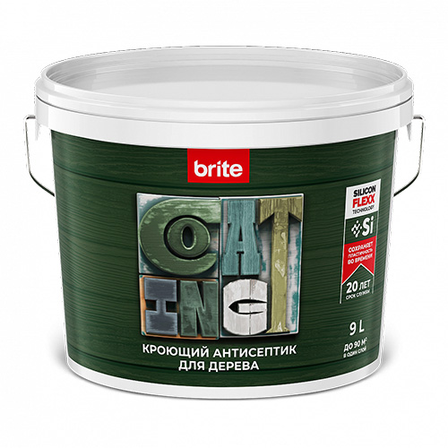 Антисептик BRITE FLEXX для дерева кроющий база А, ведро 9 л