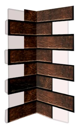 Внутренний угловой элемент фасадной термопанели Аляска Loft brick cardamon, 60 мм