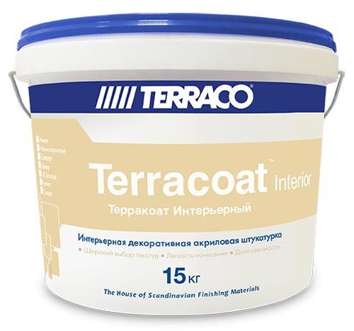 Декоративная штукатурка Terraco Terracoat Sahara Interior, 1,5 мм на акриловой основе с зернистой текстурой типа «шуба» с эффектом песка, ведро 15 кг