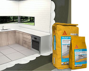 Тонкослойная гидроизоляция содержащая гидрофобизирующие добавки SikaSeal®-172, мешок 20 кг