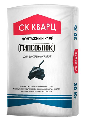 Клей монтажный Гипсоблок для монтажа пазогребневых плит (эконом), 30 кг мешок