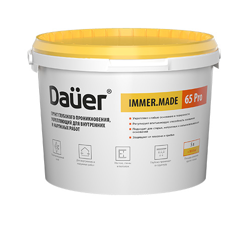 IMMER® MADE 65 Грунт глубокого проникновения, укрепляющий для внутренних и наружных работ PRO, 5 л