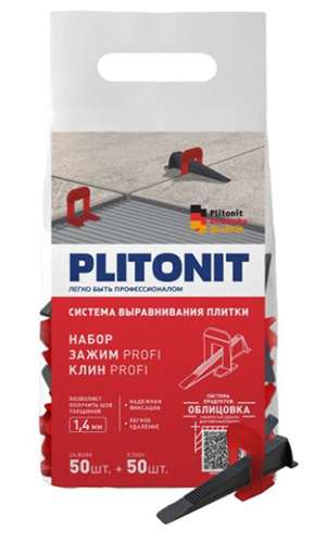 Набор клин + зажим 1,4 мм PLITONIT SVP-PROFI, 50 + 50 шт.