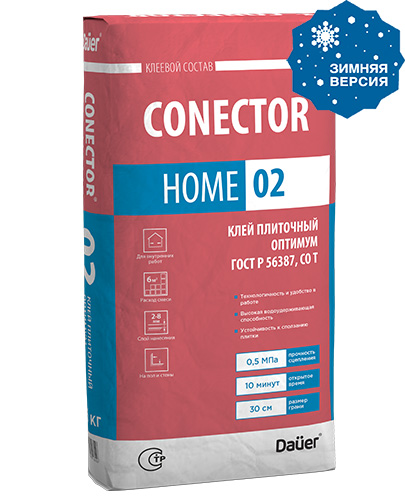 Conector Home 02 Зима, 40 кг, Клей плиточный Оптимум C0 T, Dauer, мешок