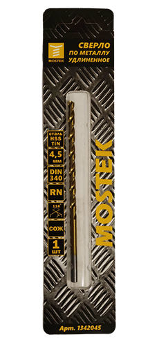 Сверло по металлу 4,5х126 мм HSS -Tin удлиненное, MosTek