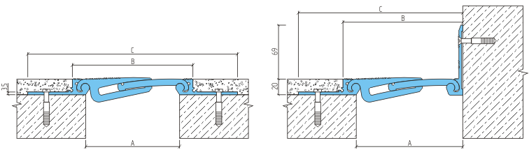 Деформационный шов ДША.ТС–20 УГЛ / 235, Аквабарьер