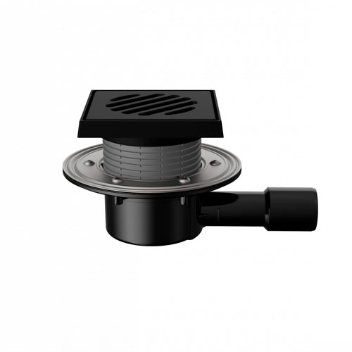 T 510.1 POsG Трап горизонтальный регулируемый серии 510 с чугунной решеткой с чугунным подрамником, без запахозапирающего устройства,с фланцем