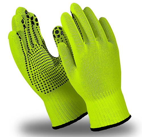 Перчатки акрил, точка, утепленные салатовые