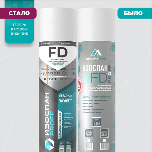 Изоспан FD prof, 43,75х1,6 м, (70 м2) Отражающая гидро- пароизоляция повышенной прочности