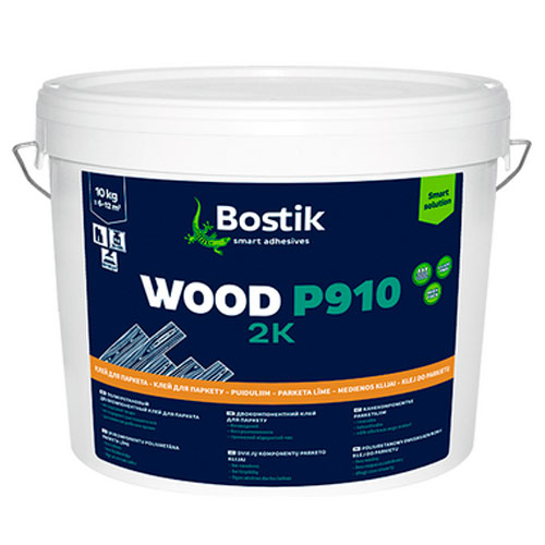 Wood P910 2K (компонент А), 9 кг, клей для паркета полиуретановый, Bostik