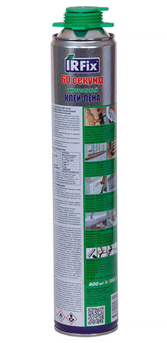Клей-пена IRFIX универсальный 60 секунд, 800 мл
