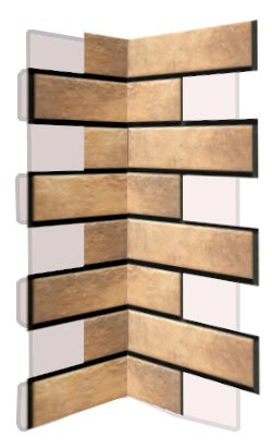 Внутренний угловой элемент фасадной термопанели Аляска Retro brick masala, 60 мм