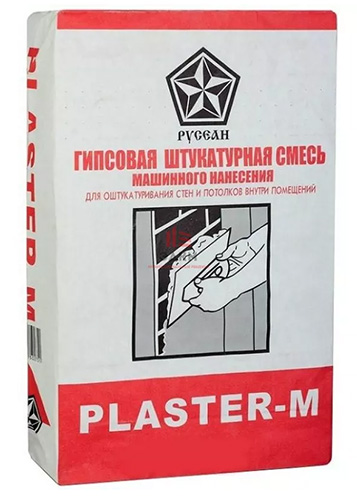 Гипсовая штукатурка  PLASTER-М для машинного нанесения (серого цвета), Русеан, 30 кг
