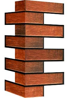 Внешний угловой элемент фасадной термопанели Аляска Loft brick chili, 60 мм