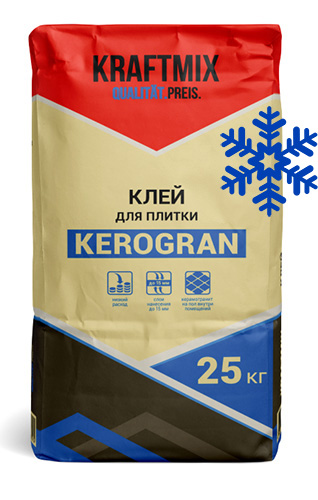 Плиточный клей для наружных работ Kerogran зимний, 25 кг, Крафтмикс