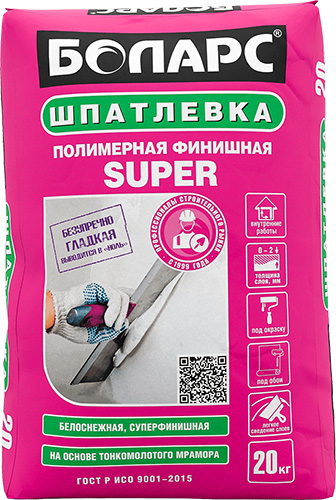 Шпатлевка полимерная финишная SUPER БОЛАРС, 20 кг, мешок