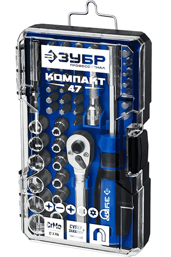 Отвертка-битодержатель с насадками (25283-H47), 47 предметов, ЗУБР Компакт