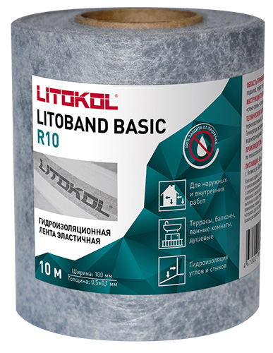 Гидроизоляционная лента LITOBAND BASIC R100, LITOKOL, рулон, 10 м