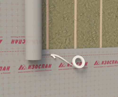 Изоспан KL, 50 м, Двухсторонняя клейкая лента для пароизоляции
