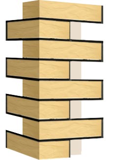 Внешний угловой элемент фасадной термопанели Аляска Sand rustik, 60 мм