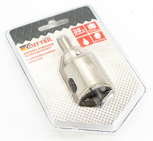 Коронка алмазная по стеклу и керамограниту 35 мм, Ritter Eco