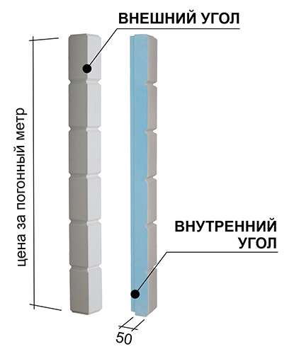 Фасадная панель RPG Termorustic 50, угловой элемент 1000х100х50мм, Ruspanel