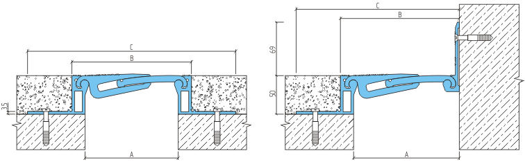 Деформационный шов ДША.ТС–50 УГЛ/135, Аквабарьер