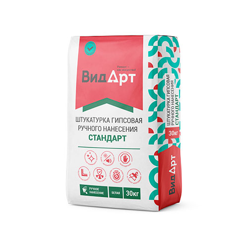 Штукатурка гипсовая ручного нанесения ВидАрт Стандарт белая 30 кг