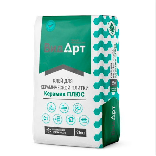 Клей ВидАрт Керамик ПЛЮС для керамической плитки, для внутренних работ, 25 кг