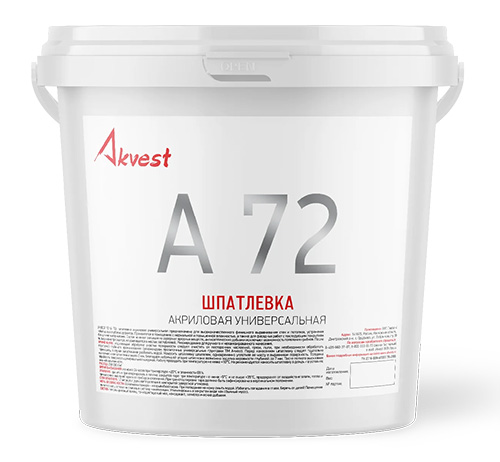 Шпатлевка акриловая универсальная А 72, 25 кг, Аквест
