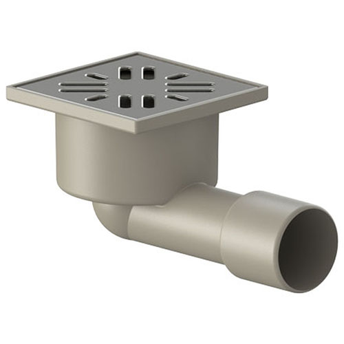 ТП-101.50-100HS(Hs+Ms) Трап ПП 50 гориз. выпуск  решетка нерж. сталь 100х100 /гидро+сухой мех. затвор/