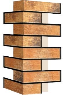 Внешний угловой элемент фасадной термопанели Аляска Loft brick curry, 60 мм