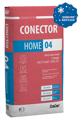 Conector Home 04 Зима, 25 кг, Клей плиточный Стандарт C0 T, Dauer, мешок