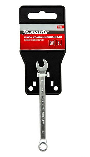 Ключ комбинированный CR-V 6 мм матовая полировка, MATRIX