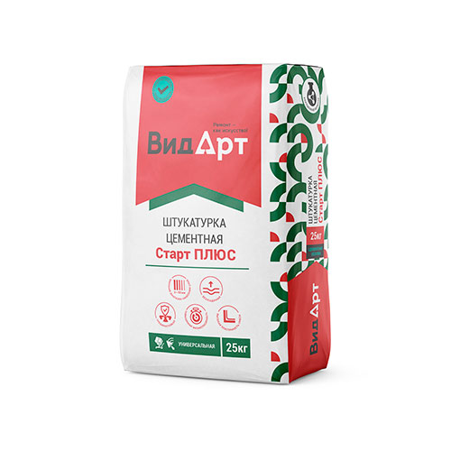 Штукатурка цементная КП III F25 ВидАрт Старт Плюс, 25 кг