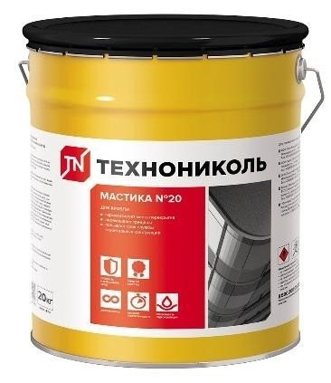 Мастика битумно-резиновая ТЕХНОНИКОЛЬ №20, ведро 20 кг