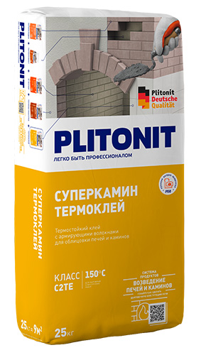 Термостойкий клей для облицовки печей и каминов PLITONIT СуперКамин ТермоКлей, 25 кг
