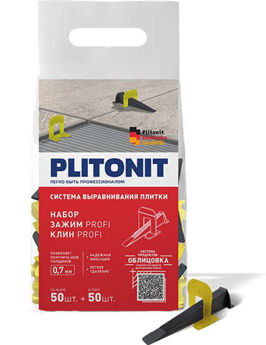 Набор клин + зажим 0,7 мм PLITONIT SVP-PROFI, 50 + 50 шт.
