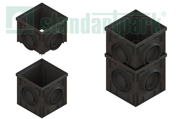 Дождеприемник PolyMax Basic ДП–30.30.30-ПП пластиковый черный 8370-М, Стандартпарк