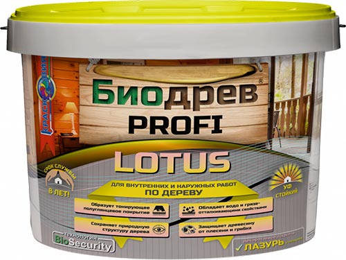 Защитно-декоративное покрытие Биодрев PROFI "LOTUS", 10 кг