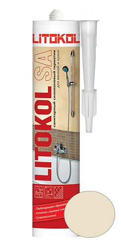 Герметик санитарный, силиконовый LITOKOL SA, светло-бежевый, 310 мл