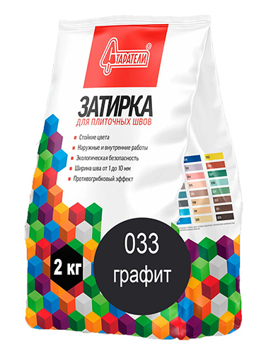 Затирка для плиточных швов Графит 033, 2 кг, Старатели, мешок