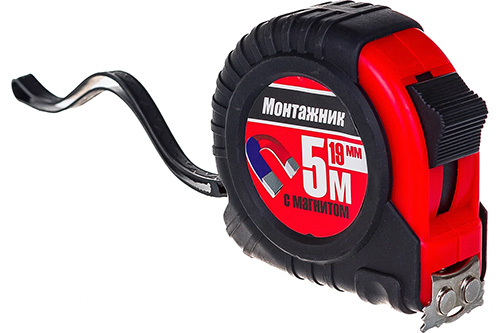 Рулетка 5 м х 19 мм с магнитом, Монтажник