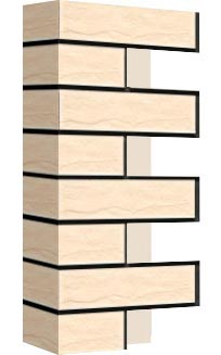 Правый откос фасадной термопанели Аляска Krem rustik, 60 мм