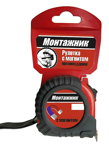 Рулетка 5 м х 19 мм с магнитом, Монтажник
