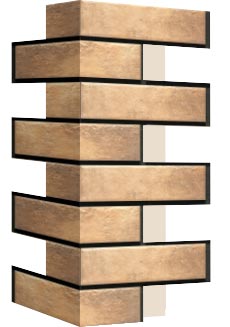 Внешний угловой элемент фасадной термопанели Аляска Retro brick masala, 60 мм