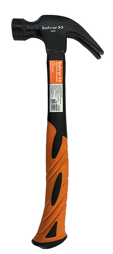 Молоток-гвоздодёр рукоятка фибергласс, 450 гр.,  Bohrer