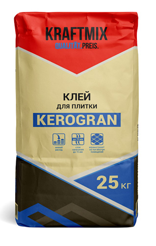 Плиточный клей для наружных работ Kerogran, 25 кг, Крафтмикс
